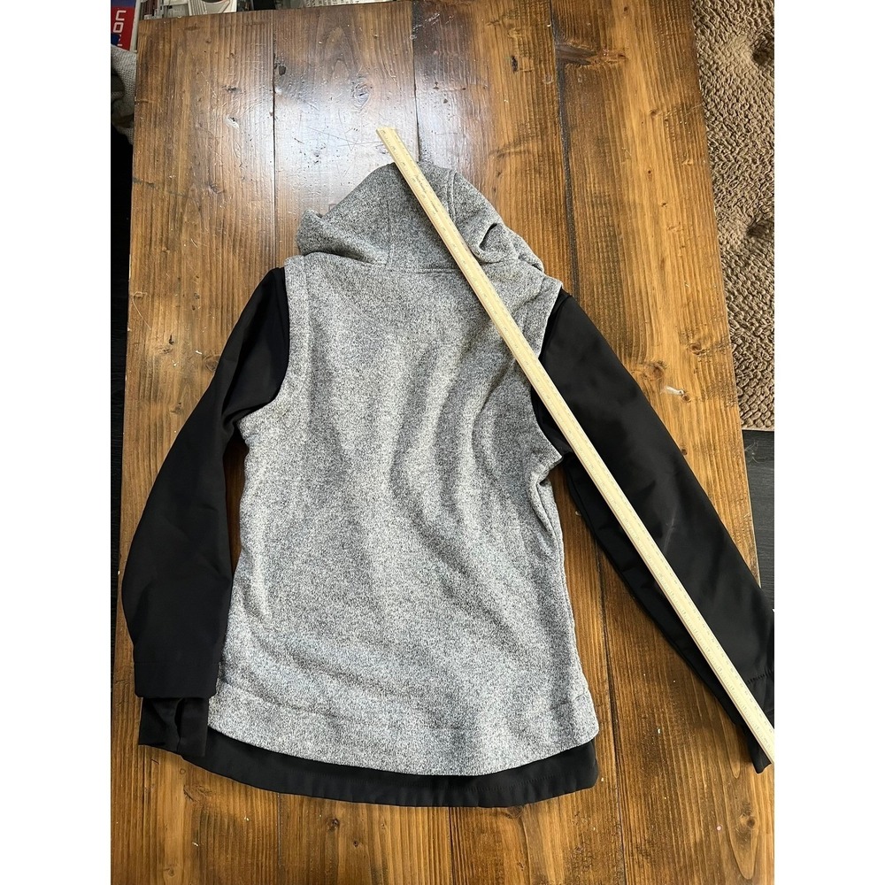 New Balance Womens Hybrid Full Zip Hoodie Jacket Grey Black Fleece Lined - Picture 5 of 8